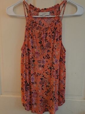 LOFT Orange Floral Tie-Neck Halter Camisole